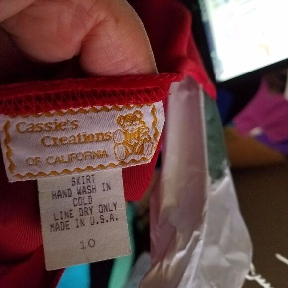 Cassie’s Creations Size 10 Red Velvet Empire Waist Dress Floral Holiday - Picture 6 of 6